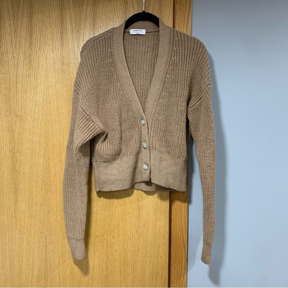 Babaton Aritzia Tan Button Up Cardigan - Size Small